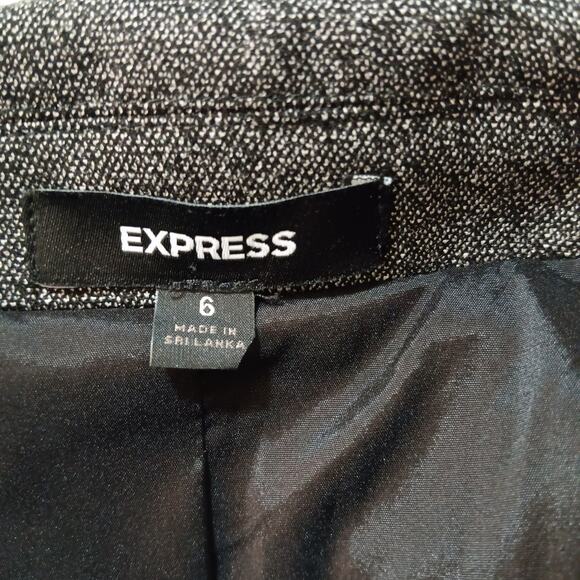 EXPRESS Tweed Blazer‎ Jacket Size 6 Good Quality Career Professional Dark Gray - Picture 9 of 12